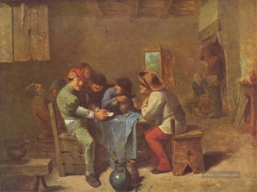 barock barock barocken Ölbilder verkaufen - Bauern spielen Karten in einer Taverne Barock ländlichen Leben Adriaen Brouwer